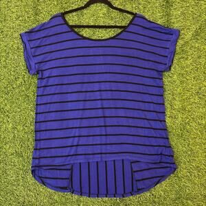 Women's Blue/Black Striped Cable & Gauge Tee